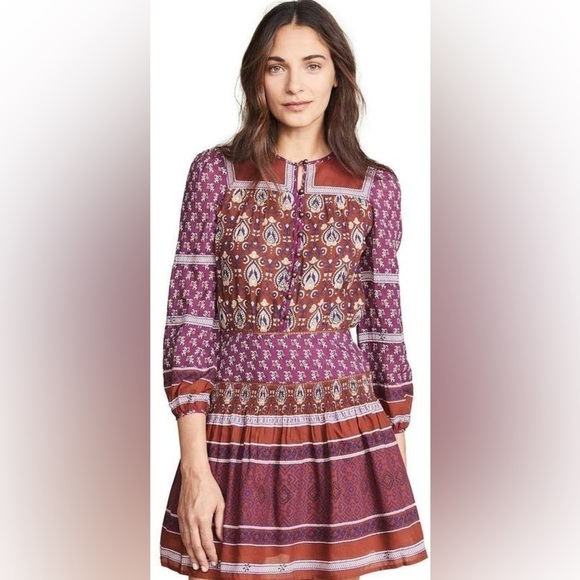 SEA NEW YORK WOMENS PURPLE/BURNT ORANGE PRINTED MINI DRESS SIZE 2 - Picture 1 of 8